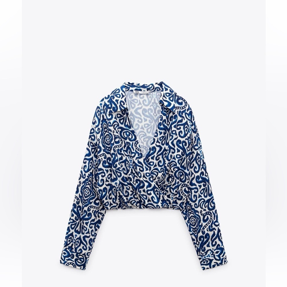 Zara Printed Crop Shirt Size XS